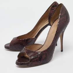 Pre Owned Valentino Purple Python Open Toe D'orsay Pumps Size 40