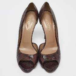 Pre Owned Valentino Purple Python Open Toe D'orsay Pumps Size 40