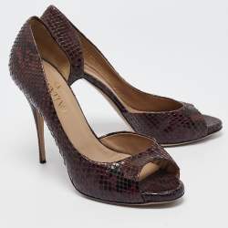 Pre Owned Valentino Purple Python Open Toe D'orsay Pumps Size 40