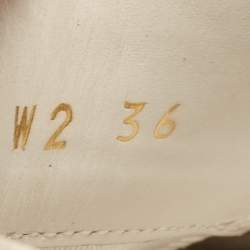 Pre Owned Valentino Silver/White Leather and Sequins Lace Up Sneakers Size  36