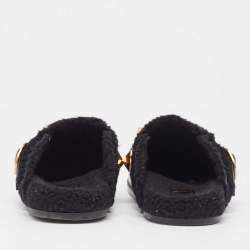 Pre Owned Valentino Black Leather Roman Stud Sabot Flat Clogs Size 38.5