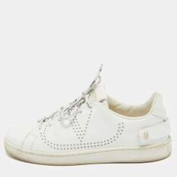 Pre Owned Valentino White Leather Backnet Sneakers Size 36.5