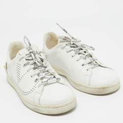 Pre Owned Valentino White Leather Backnet Sneakers Size 36.5