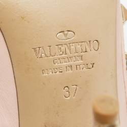 Valentino Pink Leather Rockstud Ankle Strap Pumps Size 37 