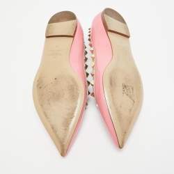 Pre Owned Valentino Pink Patent Leather Rockstud Ballet Flats Size 36