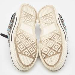 Pre Owned Valentino Black Leather Star Studded Low Top Sneakers Size 38