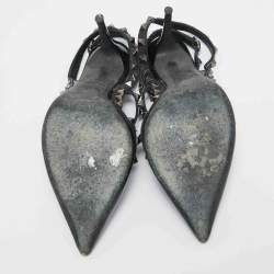 Pre Owned Valentino Black Patent and Leather Rockstud Pumps Size 37.5