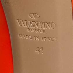 Pre Owned Valentino Orange/Pink Leather Rockstud Platform Peep Toe Pumps Size 41