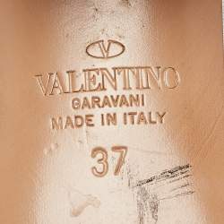 Pre Owned Valentino Silver Leather Rockstud Slide Sandals Size 37