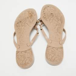 Pre Owned Valentino Beige Rubber Rockstud Thong Flats Size 41