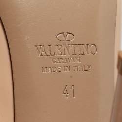 Pre Owned Valentino Beige Patent Leather Rockstud Ankle Strap Pumps Size 41
