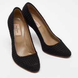 Valentino Black Woven Leather Pumps Size 37