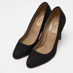 Valentino Black Woven Leather Pumps Size 37