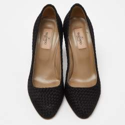 Valentino Black Woven Leather Pumps Size 37
