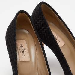 Valentino Black Woven Leather Pumps Size 37