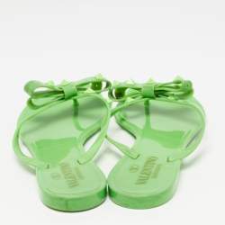Valentino Green Jelly Rockstud Flat Slides Size 38
