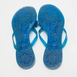 Valentino Blue Rubber Rockstud Thong Flat Sandals Size 38
