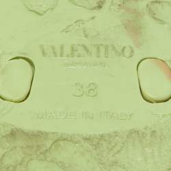 Valentino Green Rubber  Rockstud Bow Thong Flat Slides  Size 38