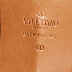 Pre Owned Valentino Brown Leather And Glitter Thong Flat Sandals Size 40