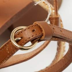 Pre Owned Valentino Brown Leather And Glitter Thong Flat Sandals Size 40