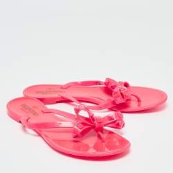 Valentino Pink Rubber Rockstud Slide Flats Size 38