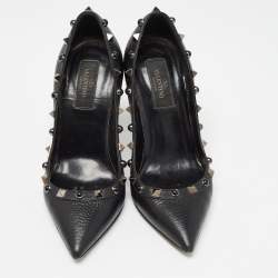 Valentino Black Leather Rockstud Pumps Size 35