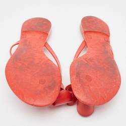 Pre Owned Valentino Red Jelly Bow Accents Slide Flats Size 38