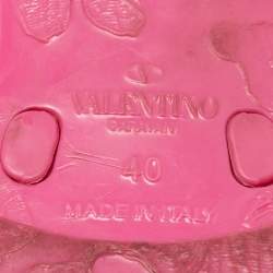 Pre Owned Valentino Pink Rubber Bow Slide Flats Size 40