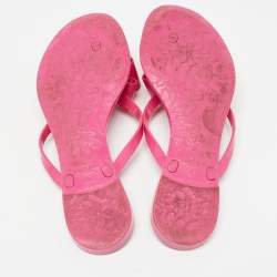 Pre Owned Valentino Pink Rubber Bow Slide Flats Size 40