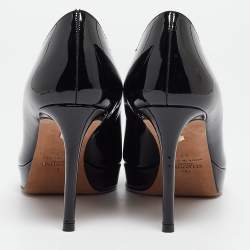 Pre Owned Valentino Black Patent Leather Platform Pumps Size 37