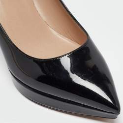 Pre Owned Valentino Black Patent Leather Platform Pumps Size 37
