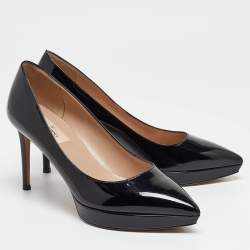 Pre Owned Valentino Black Patent Leather Platform Pumps Size 37