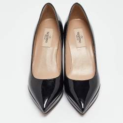 Pre Owned Valentino Black Patent Leather Platform Pumps Size 37