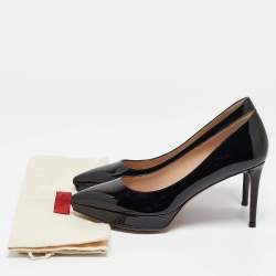 Pre Owned Valentino Black Patent Leather Platform Pumps Size 37