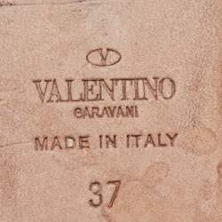 Pre Owned Valentino Red Leather Rockstud Ballet Flats Size 37