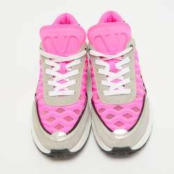 Pre Owned Valentino Multicolor Suede and Fabric Runner Low Top Sneakers Size 39