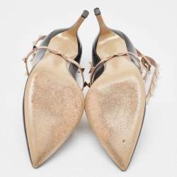 Pre Owned Valentino Black Leather Rockstud Pumps Size 37.5