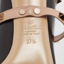 Pre Owned Valentino Black Leather Rockstud Pumps Size 37.5