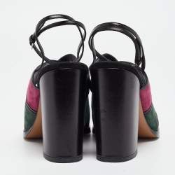 Pre Owned Valentino Multicolor Suede and Leather Ankle Wrap Sandals Size 38