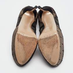 Pre Owned Valentino Black/Beige Mesh and Lace Platform Pumps Size 36