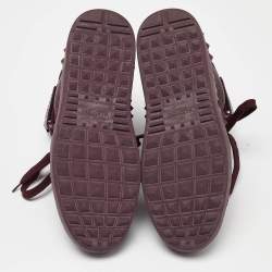 Pre Owned Valentino Burgundy Leather Rockstud High Top Sneakers Size 38