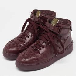 Pre Owned Valentino Burgundy Leather Rockstud High Top Sneakers Size 38