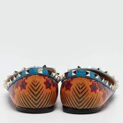 Pre Owned Valentino Multicolor Leather Rockstud Ballet Flats Size  40
