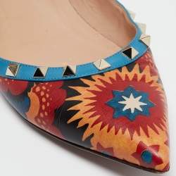 Pre Owned Valentino Multicolor Leather Rockstud Ballet Flats Size  40