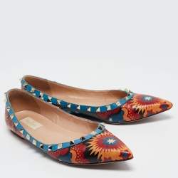 Pre Owned Valentino Multicolor Leather Rockstud Ballet Flats Size  40