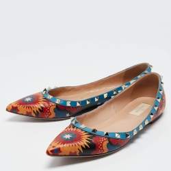 Pre Owned Valentino Multicolor Leather Rockstud Ballet Flats Size  40