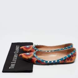 Pre Owned Valentino Multicolor Leather Rockstud Ballet Flats Size  40