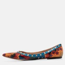 Pre Owned Valentino Multicolor Leather Rockstud Ballet Flats Size  40