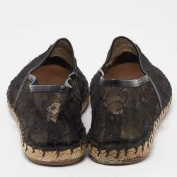 Valentino Black Floral Lace Espadrille Flats Size 40