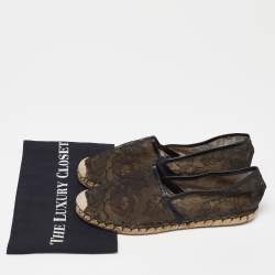 Valentino Black Floral Lace Espadrille Flats Size 40